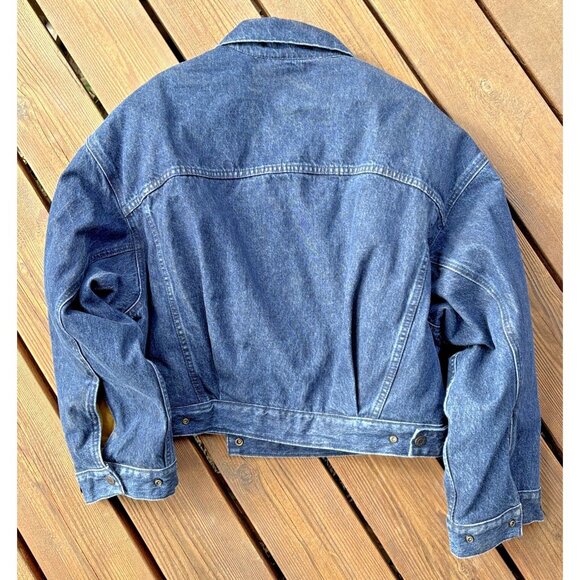 Levi's Women's Reversible Trucker Bubble Big E Dark Denim Jacket Size XL - Picture 10 of 13